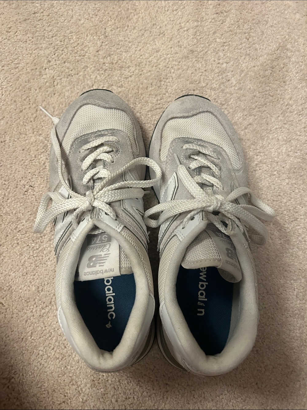 New Balance Kids White and Light Gray Lace-Up Sneakers